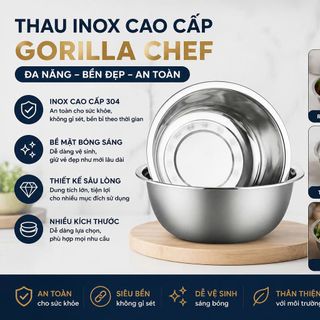 THAU INOX SIZE LỚN GORILLA CHEF 40cm (T120)