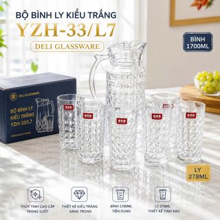 BỘ BÌNH THUỶ TINH KÈM 6 LY DELI YZH-33L7 (T6)