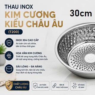 THAU INOX KIM CƯƠNG KIỂU CHÂU ÂU 30cm (T100)