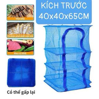 Lồng lưới phơi khô thực phẩm phơi cá chống côn trùng treo 4 tầng để phơi cá khô có thể xếp gọn