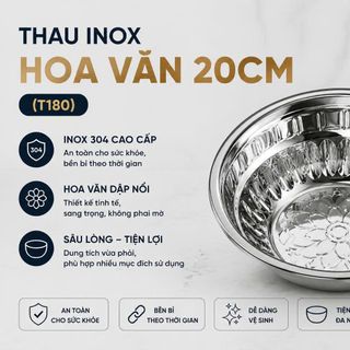 THAU INOX HOA VĂN 20CM (T180)