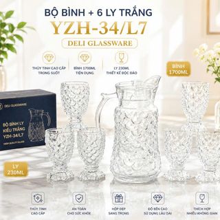 BỘ BÌNH THUỶ TINH KÈM 6 LY DELI YZH-34L7 (T6)
