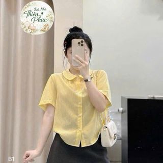 ÁO SƠ MI TAY CỘC CỔ SEN FORM RỘNG