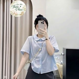 ÁO SƠ MI TAY CỘC CỔ SEN FORM RỘNG