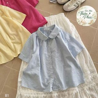 ÁO SƠ MI TAY CỘC CỔ SEN FORM RỘNG