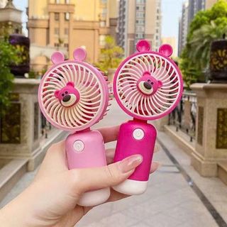 Quạt Tích Điện Mini Gấu Hồng