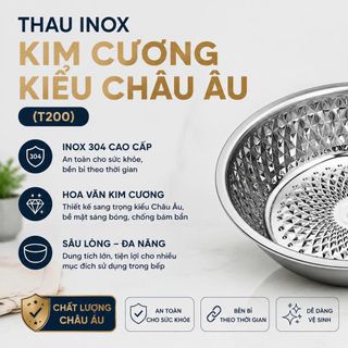 THAU INOX KIM CƯƠNG KIỂU CHÂU ÂU 25cm (T150)