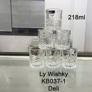 BỘ 6 LY THUỶ TINH WISHKY 218ML DELI KB037-1 (T12)