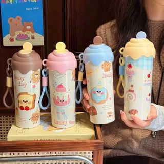 BÌNH GIỮ NHIỆT INOX HOẠT HÌNH BÁNH KEM 600ML