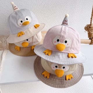 Mũ Tai Bèo Hàn Quốc Cho Bé – Họa Tiết Chim Cánh Cụt 3D Hoạt Hình, Ngư Dân, Chống Nắng Mùa Xuân Thu AB31