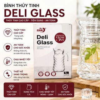 BÌNH NƯỚC THỦY TINH DELI CAO CẤP 1,7L YZH33 (T12)