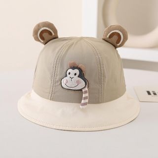 Mũ Tai Bèo Họa Tiết Khỉ Hoạt Hình Cho Bé Gái – Kiểu Ngư Dân, Chống Nắng Mùa Hè, 1-3 Tuổi AB30