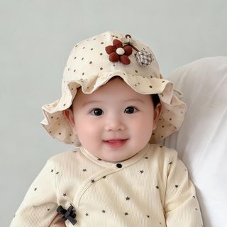Mũ Len Họa Tiết Hoa Hàn Quốc Cho Bé – Mũ Cotton Mỏng Nhẹ, Chống Nắng Mùa Xuân Thu Hè AB18