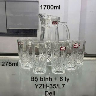 BỘ BÌNH THUỶ TINH KÈM 6 LY DELI YZH-35L7 (T6)