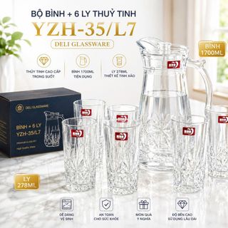 BỘ BÌNH THUỶ TINH KÈM 6 LY DELI YZH-35L7 (T6)
