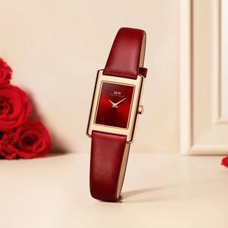 HOT SALE ĐỒNG HỒ NỮ CHÍNH HÃNG I&W DÂY DA ĐỎ FULLBOX