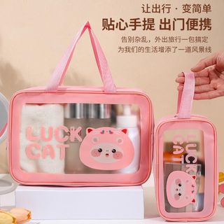 Set 3 túi đựng mỹ phẩm trong suốt dễ thương – Túi makeup du lịch chống nước, túi đựng đồ cá nhân đa năng AM7