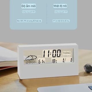 Đồng hồ LED báo thức đa chức năng – Hiển thị thời gian, lịch, nhiệt độ và độ ẩm
