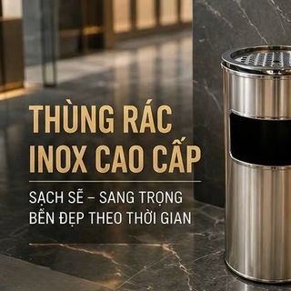 Thùng rác inox sảnh chờ khách sạn, nhà hàng