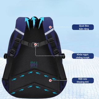 Balo phi hành gia chống gù BH Kidscho bé trai từ lớp 1-lớp 6, chất liệu Polyester chống nước,phản quang phát sáng-CH139
