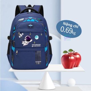 Balo phi hành gia chống gù BH Kidscho bé trai từ lớp 1-lớp 6, chất liệu Polyester chống nước,phản quang phát sáng-CH139