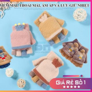 Gang tay len dệt kim, thoáng khí, kháng khuẩn, họa tiết hoạt hình dễ thương (Dành cho bé từ 4-12 tuổi)