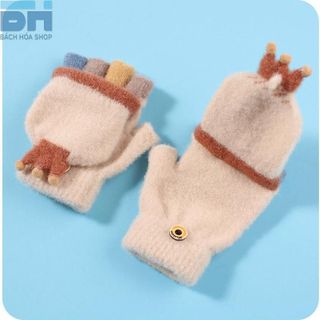 Gang tay len dệt kim, thoáng khí, kháng khuẩn, họa tiết hoạt hình dễ thương (Dành cho bé từ 4-12 tuổi)