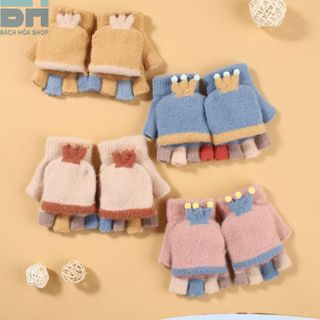 Gang tay len dệt kim, thoáng khí, kháng khuẩn, họa tiết hoạt hình dễ thương (Dành cho bé từ 4-12 tuổi)