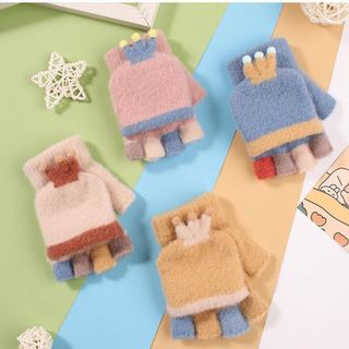 Gang tay len dệt kim, thoáng khí, kháng khuẩn, họa tiết hoạt hình dễ thương (Dành cho bé từ 4-12 tuổi)