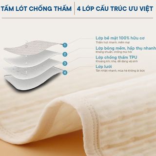 Tấm lót chống thấm đa năng BH Kids cho bé, cho mẹ sau sinh, người cao tuổi Organic cao cấp, mềm mại, dùng cả 2 mặt-CH132