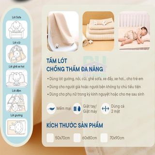 Tấm lót chống thấm đa năng BH Kids cho bé, cho mẹ sau sinh, người cao tuổi Organic cao cấp, mềm mại, dùng cả 2 mặt-CH132