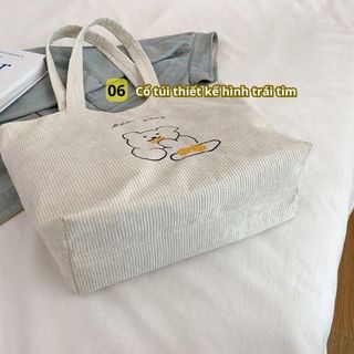 Túi đeo chéo, tote nhung thêu Gấu BH Kids, thời trang, cá tính, đựng vừa Laptop 15.6 inch, Ipad, A4 - CH124 Đeo Vai