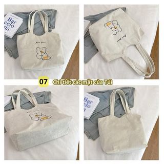 Túi đeo chéo, tote nhung thêu Gấu BH Kids, thời trang, cá tính, đựng vừa Laptop 15.6 inch, Ipad, A4 - CH124 Đeo Vai
