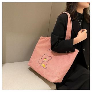 Túi đeo chéo, tote nhung thêu Gấu BH Kids, thời trang, cá tính, đựng vừa Laptop 15.6 inch, Ipad, A4 - CH124 Đeo Vai