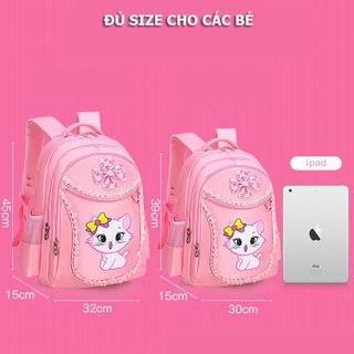 [CHỐNG NƯỚC] Balo đi học cho bé gái Mẫu giáo, Cấp 1- Mầm non, tiểu học (từ 3 đến 12 tuổi)- Hình mèo con dễ thương