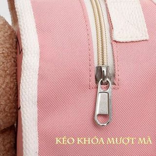 Balo vải Canvas hình chú gấu xinh xắn cho bé mẫu giáo, nhà trẻ BHS07