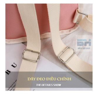 Balo vải Canvas hình chú gấu xinh xắn cho bé mẫu giáo, nhà trẻ BHS07