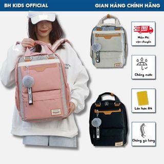 Combo Móc khóa và Balo Vải Kaki Doughnut thời trang cao cấp, chống thấm nước, nhiều ngăn CH115-BH Kids Đeo Vai Backpack Ba lô