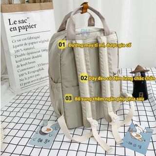 Combo Móc khóa và Balo Vải Kaki Doughnut thời trang cao cấp, chống thấm nước, nhiều ngăn CH115-BH Kids Đeo Vai Backpack Ba lô