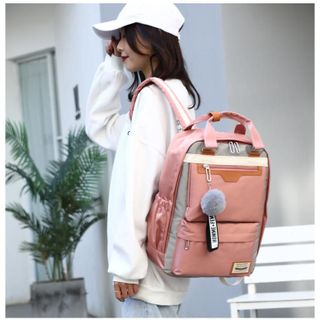 Combo Móc khóa và Balo Vải Kaki Doughnut thời trang cao cấp, chống thấm nước, nhiều ngăn CH115-BH Kids Đeo Vai Backpack Ba lô
