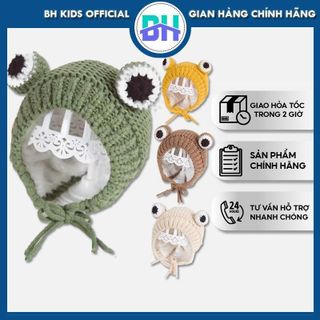 Mũ len có lót lông nỉ BH Kids, hình ếch con xinh xắn, dành cho bé từ 6 tháng đến 36 tháng tuổi - BHS11 Nón Hat
