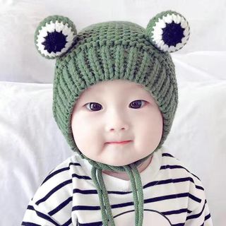 Mũ len có lót lông nỉ BH Kids, hình ếch con xinh xắn, dành cho bé từ 6 tháng đến 36 tháng tuổi - BHS11 Nón Hat
