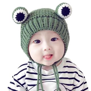 Mũ len có lót lông nỉ BH Kids, hình ếch con xinh xắn, dành cho bé từ 6 tháng đến 36 tháng tuổi - BHS11 Nón Hat
