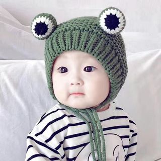 Mũ len có lót lông nỉ BH Kids, hình ếch con xinh xắn, dành cho bé từ 6 tháng đến 36 tháng tuổi - BHS11 Nón Hat