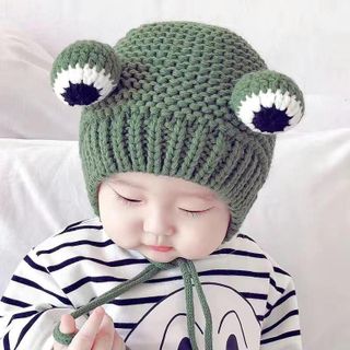 Mũ len có lót lông nỉ BH Kids, hình ếch con xinh xắn, dành cho bé từ 6 tháng đến 36 tháng tuổi - BHS11 Nón Hat