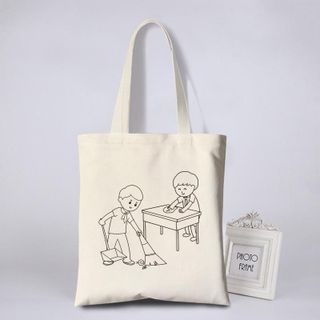 Combo 3 món BH Kids Túi vải Canvas + bộ dụng cụ vẽ 12 màu + tranh tham khảo, túi vẽ tay Graffiti cho bé theo chủ đề