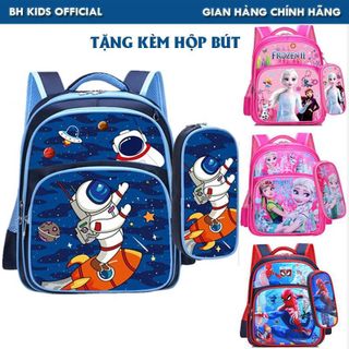 Tặng kèm hộp bút - Balo học sinh tiểu học, hoạt hình 3D - Chất liệu chống thấm
