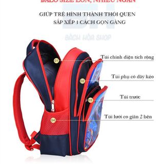 Tặng kèm hộp bút - Balo học sinh tiểu học, hoạt hình 3D - Chất liệu chống thấm
