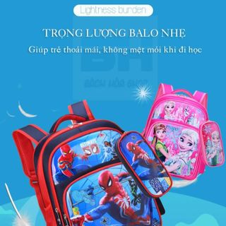 Tặng kèm hộp bút - Balo học sinh tiểu học, hoạt hình 3D - Chất liệu chống thấm