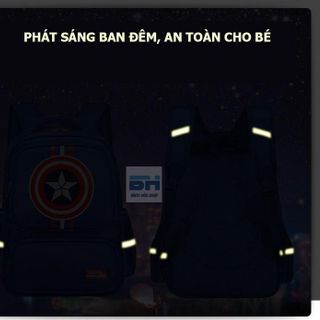 HÀNG CAO CẤP - Balo Đội trưởng Mỹ chống nước, chống gù cho học sinh cấp 1 - Cặp nhiều ngăn - Phát sáng ban đêm BHS189
